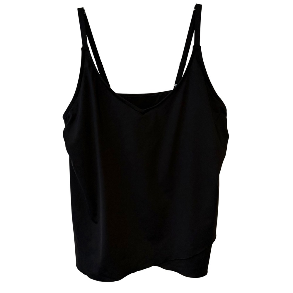 Lands' End‎ Basic Black Ruffle Hem Tankini Swimsuit Top in Size L